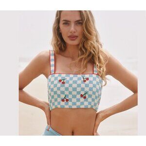 The Fiona Beaded Cami by Celandine Cherry Print  M/L